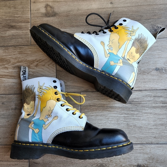 Rare Dr. Martens Beavis and Butthead Boots Pascal Black White 11 12 - Picture 2 of 12